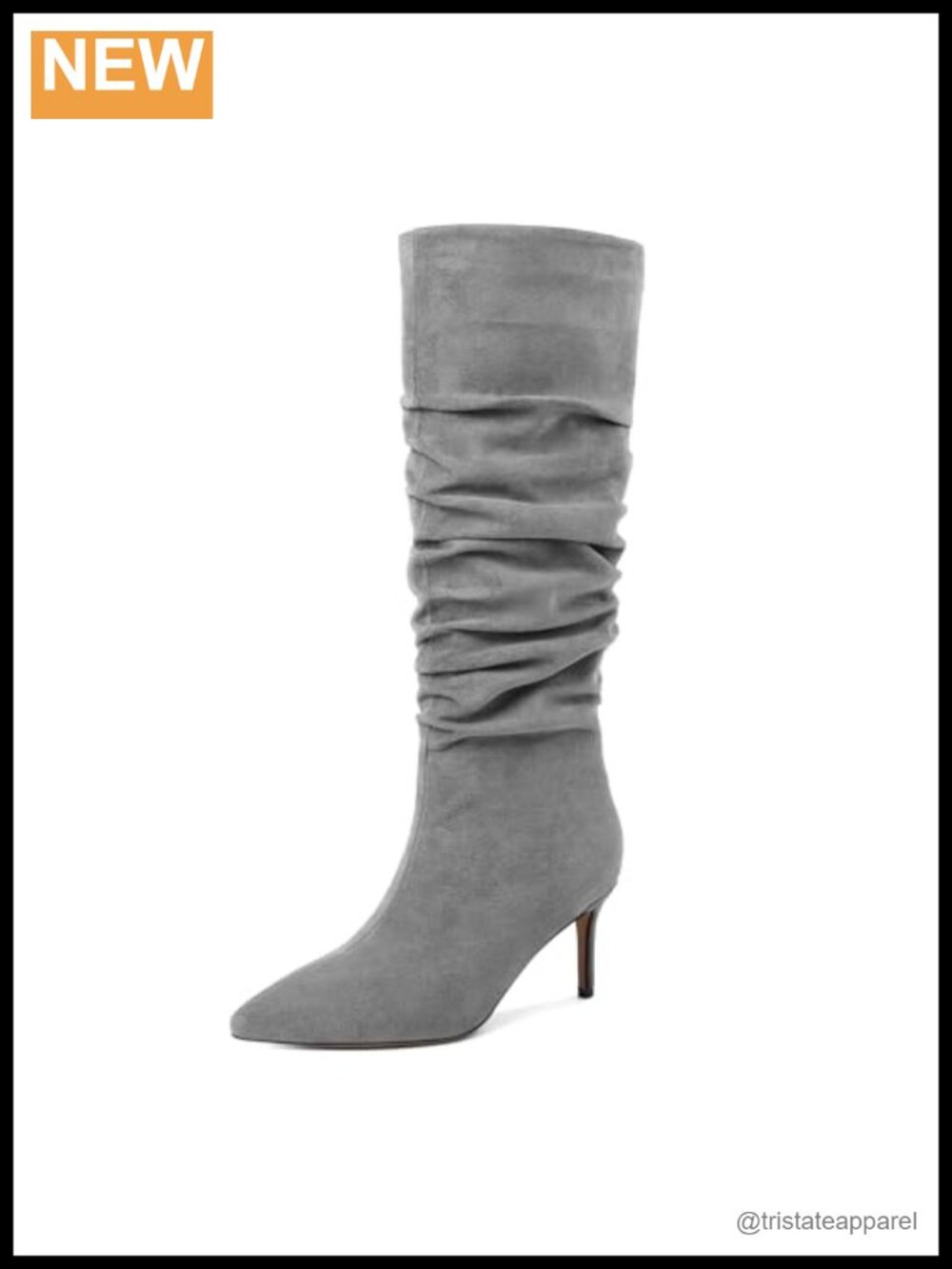 Slouchy Knee High Boots for Women, Kitten Heel 2.5 Inch, Pointed Toe, Microfiber